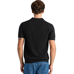 Chemise polo à manches courtes noire pour homme, style décontracté, coupe ajustée, col rond, tissu respirant en coton - Product Image 5