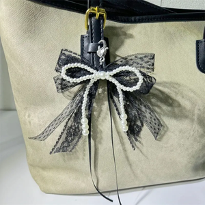 Y2K Sweet Lace Ribbon <b>Bow</b> Beaded Pendant Keychain Cute Tassel Bag Charm Phone Hanging Ornament Gift for Girls Women - Product Image 5