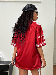 Camiseta de Fútbol de Malla Oversize para Mujer, Estilo Urbano, con Gráfico Número 98, Transpirable, de Poliéster, Casual, a la Moda, Personalizada OEM - Product Image 3