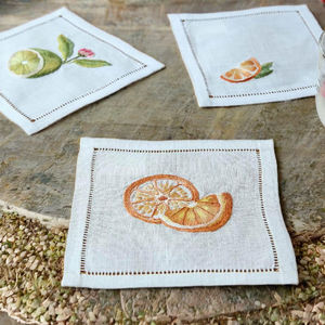 Servilletas de Cóctel de Lino Limón – Servilletas Reutilizables 100% Lino Natural, Diseño Cítrico Fresco para Bar, Fiesta, Boda - Product Image 6