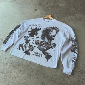 High Quality 100% Cotton <b>Waffle</b> Boxy <b>Shirt</b> DTG Printed Streetwear Men Tee Custom Oversized Thermal Long Sleeve T-<b>Shirts</b> - Product Image 1