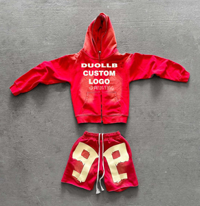 ชุดวอร์มผู้ชาย DUOLLB แบบสองชิ้น เสื้อแจ็คเก็ตกันลมพิมพ์ลายพัฟ กางเกงขาสั้น เสื้อฮู้ดซิปสะท้อนแสง ชุดออกกำลังกาย ชุดวิ่ง - Product Image 6