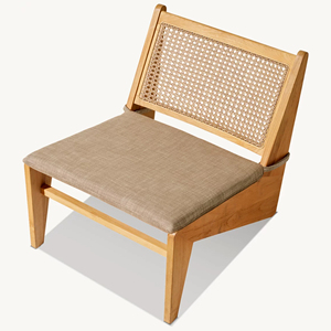 Minimalist One Seat Garden <b>Sofa</b> With <b>Wooden</b> Frame With Rattan And Gray Cushions Outdoor Furniture - Harper - Product Image 4
