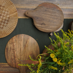 Tabla de cortar redonda de madera maciza |   Tabla de Cortar Resistente para el Hogar y Restaurantes - Product Image 5