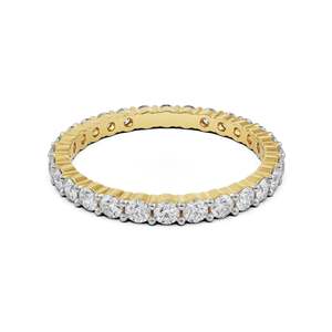 Bague Éternité Bicolore en Moissanite pour Femme, Sertie de Pierres Pavées, Finition Dorée, Cadeau Classique de Fiançailles, Bijou de Mariage en Argent 925 - Product Image 1