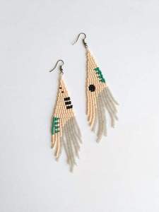 Shan India Bohemia Black Gold White <b>Plant</b> Design Handwoven Glass Beaded Fringe Fish <b>Hook</b> Earrings Women Gold Plated Lead Free - Product Image 6
