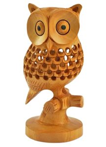 Statue d'hibou en bois sculpté écologique, figurine animale sculptée dans l'ombre, décoration de table moderne pour la maison et le salon - Product Image 3
