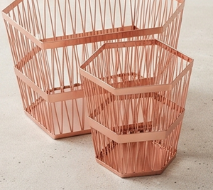 Modern Geometric Metal Wire <b>Storage</b> <b>Basket</b> Rose <b>Gold</b> Hexagonal Design For Home Decoration Kitchen Essential - Product Image 5