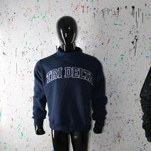 Sweat-shirt à col montant bleu, 100% broderie appliquée, col large, URBAN PRODUCTIONS - Product Image 3