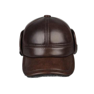 Brown Leather <b>Winter</b> <b>Hat</b> with Faux Fur Lining for <b>Men</b> Outdoor Casual Cap 56-58CM - Product Image 2