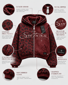 Sam Tactical Men's Oversized Zip-Up <b>Hoodie</b> Fleece Printed Streetwear <b>Red</b> Black Patterned Front Logo Autumn Wear Cheap Price - Product Image 4