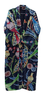 Bata Kimono con Estampado de Dibujos Animados para Mujer, 100% Algodón, Suave y Transpirable, Camisón de Verano Hecho a Mano, Cuello en V, Cintura Elástica, Largo Completo - Product Image 3