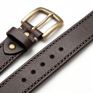 Cinturón de Cuero Genuino para Hombre, Estilo Vintage, Hebilla de Pin, Sólido, Casual, Formal, Ajustable, Duradero, Ecológico, Personalizado, Accesorio de Moda - Product Image 5