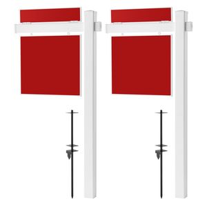Confezione da 2 Supporti per Cartelli Immobiliari in PVC, Alti 1,8 m, con 36 Bracci e 24 Supporti, Facili da Installare e Resistenti al Vento - Product Image 1