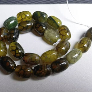 ลูกปัดหินอาเกตสีเขียวธรรมชาติทรงกระบอกขนาดใหญ่ลายเส้นมังกรแบบแตก - Product Image 1