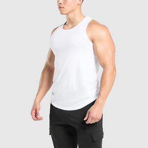 Men's <b>White</b> Solid Color O-Neck Knitted Tank Top Breathable Casual Sleeveless Gym Wear Custom Summer Fit - Product Image 4
