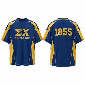 Sigma Chi 1855 T-shirt à manches courtes bleu et or avec bordure contrastée, col rond, coupe régulière, t-shirts décontractés pour hommes - Product Image 4