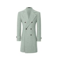 Manteau en laine croisé pour homme, revers cranté, longueur genou, coupe ajustée, vêtement d'extérieur formel