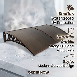 Auvent <span class=keywords><strong>de</strong></span> <span class=keywords><strong>porte</strong></span> et fenêtre en polycarbonate avec support en acier plastique, <span class=keywords><strong>abri</strong></span> extérieur imperméable contre la pluie - Product Image 2