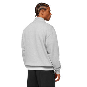 Sweat-shirt à col zippé 1/4 gris clair surdimensionné pour homme, en molleton épais, coupe décontractée, style streetwear - Product Image 2