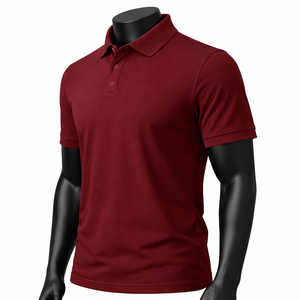 Camiseta Polo Personalizada para Hombre, Algodón Piqué, Color Granate, Camiseta Polo Lisa, Fabricante de Marca Privada OEM ODM - Product Image 3