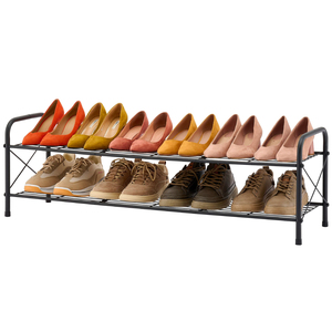 Organizador de zapatos metálico, ahorrador de espacio, estante de almacenamiento de zapatos de alambre negro para armario, pasillo, unidad organizadora independiente para el hogar - Product Image 1