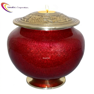 Mum Tealight kremasyon <span class=keywords><strong>Ashes</strong></span> kül için kırmızı altın kaplama dekoratif anıt külleri ekran cenaze külü vazosu evde Modern Columbarium - Product Image 1