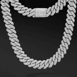 Luxury Rose Gold Cuban Link Moissanite Diamond <b>Chain</b> <b>Iced</b> <b>Out</b> Hip Hop Necklace VVS Statement Jewelry For Men Premium - Product Image 1