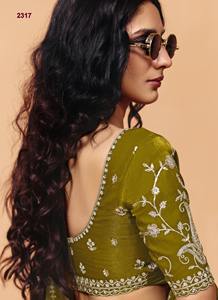 Sari de seda con bordado de lentejuelas pesadas y ribetes, el más hermoso y atractivo, para mujeres indias, fabricado en Surat. - Product Image 3