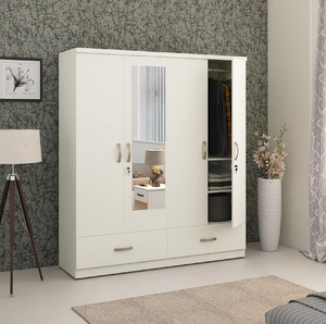 Dark espresso 4 door wardrobe with dual full-length central <b>mirrors</b>.available, at wholesale prices. - Product Image 3