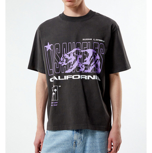 เสื้อยืดโอเวอร์ไซส์สีดำสำหรับผู้ชาย พิมพ์ลายลอสแอนเจลิส แคลิฟอร์เนีย แขนสั้น คอกลม ผ้าเจอร์ซีย์ลำลอง 100% ผ้าฝ้าย แห้งเร็ว - Product Image 1