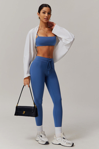 Bralette sans couture bleue pour femme avec bretelles non ajustables, sans armatures, style basique, en spandex et polyester tricoté, couleur unie, toutes saisons - Product Image 6