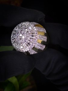 Anillo de Plata de Ley 925 con Moissanita, Corte Brillante Redondo, Engaste de Garras, Joyería Hip Hop para Hombre - Product Image 3