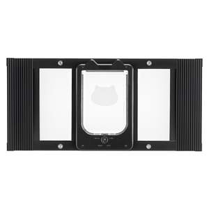 Accessoire de porte pour chat noir réglable, 4 modes de verrouillage sécurisés, cadre en aluminium, verre haute transparence, résistant aux intempéries - Product Image 1