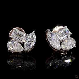 Pendientes Exclusivos de Perlas, Esmeraldas y Tres Diamantes, Cultivados en Laboratorio, Certificados por IGI, Color D E F, Claridad VVS VS, Oro, Oro Rosa, Oro Blanco - Product Image 6