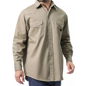 Camisa de Trabajo Ignífuga OEM Color Caqui para Hombre, Manga Larga, NFPA 2112, Antiestática, FRC, Cierre de Broches, Ropa de Trabajo para Soldadura, 100% Algodón Twill - Product Image 6