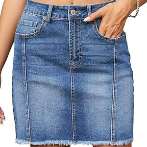 Jupe en jean d'hiver personnalisée pour femme, 100 % coton, légère, silhouette classique en A, coupe confortable, vêtement décontracté - Product Image 1