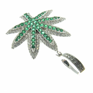 Hiphop Leaf Pendant 925 <b>Silver</b> Moissanite Round Brilliant Cut Bezel Setting Unisex Everyday Wear - Product Image 4