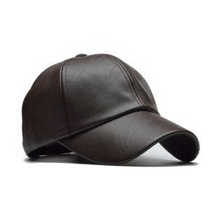 Casquette de baseball de haute qualité en cuir véritable pour homme, ajustable, en cuir de vachette véritable, casquette d'hiver - Product Image 3