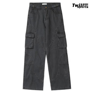 Pantalones de mezclilla TWILL SPORTS al por mayor para hombre, vaqueros personalizados de mezclilla suelta, estilo casual, lavado a la nieve, estilo urbano, otoño - Product Image 1