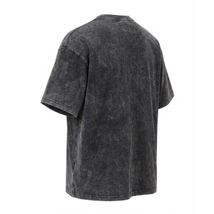 Camiseta Oversize Negra para Hombre con Logo DTF Personalizado, Lavado Ácido, Hombros Caídos, Algodón Grueso de Calidad Premium, Venta al por Mayor OEM - Product Image 2