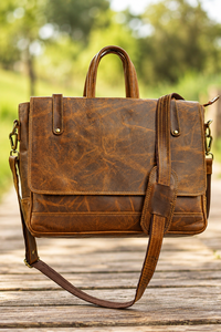 New Design Crunch Leather Messenger Shoulder Bag Multi Uses Hot Sale High Quality Leather Unisex Bags - Product Image 2