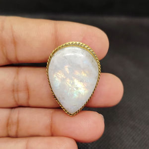 Colgante de Piedra Lunar 100% Natural con Ranura, de Alta Calidad, con Ranura de Latón, Precio al por Mayor, Lote de Colgantes de Macramé con Piedra Lunar, Cristal - Product Image 1