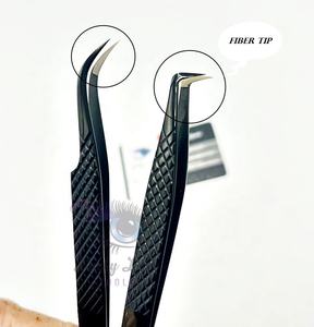 Plasma noir pointes pointues pince à épiler extension de cils poignée profonde botte à 90 degrés forme incurvée outil de beauté en acier inoxydable - Product Image 1