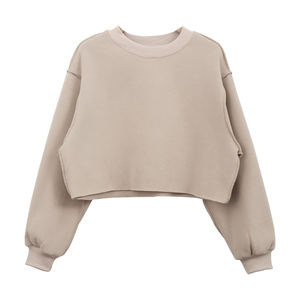 Women Streetwear <b>Crop</b> <b>Top</b> Sweatshirt Long Sleeve Crew Neck Fleece <b>Top</b> - Product Image 1
