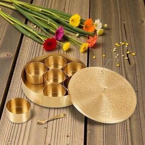กระปุกเครื่องเทศทองเหลืองขายดี ดีไซน์ทำมือ ทนทาน เป็นมิตรกับสิ่งแวดล้อม เกรดอาหาร ป้องกันรอยขีดข่วน ขนาดสั่งทำได้ - Product Image 3