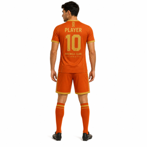 Conjunto de Uniforme de Fútbol Profesional Edición Naranja y Dorada con Detalle de Número, Corte Atlético, Duradero y Resistente a la Humedad - Product Image 4