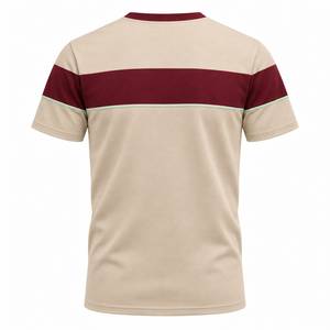 เสื้อยืดคอกลมผู้ชายพรีเมียม สีเบจเบอร์กันดี แต่งขอบสีมิ้นท์ แห้งเร็ว ระบายอากาศได้ดี เหมาะสำหรับใส่ลำลอง - Product Image 6
