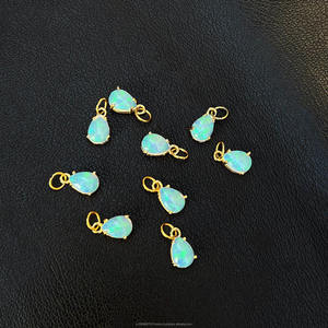 Synthétique éthiopien opale poire pendentif connecteur poire forme broche cadre pendentif connecteur pour la fabrication de colliers - Product Image 4