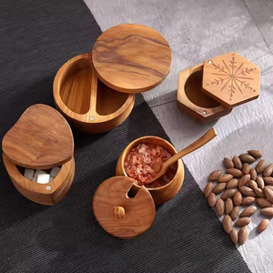 Ensemble de boîtes de rangement de cuisine en bambou en gros - Lot de 3 récipients hermétiques pour sel/sucre/épices avec couvercles en bois (Logo personnalisé) - Product Image 3
